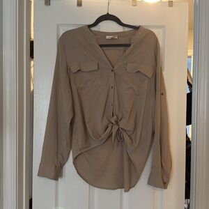Calvin Klein beige silky button down